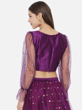 Dupion and Net Sequins Embroidered Crop Top