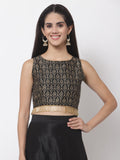Dupion Block Printed Embellished Crop Top