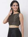 Dupion Block Printed Embellished Crop Top