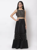 Dupion Block Printed Embellished Crop Top
