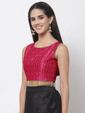 Dupion Block Printed Embellished Crop Top