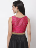 Dupion Block Printed Embellished Crop Top