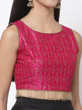 Dupion Block Printed Embellished Crop Top