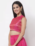 Brocade Back-keyhole Crop Top