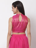 Brocade Back-keyhole Crop Top
