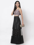 Dupion Embroidered Spaghetti Crop Top