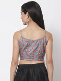 Dupion Embroidered Spaghetti Crop Top