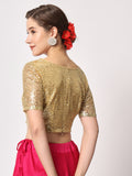 Net Sequin Embroidered Sheer Sleeves Crop Top