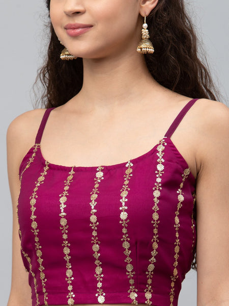 Georgette Embroidered Spaghetti Crop Top