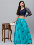 Organza Embellished One-Shoulder Crop Top