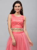 Net Sequin Embroidered Crop Top