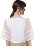 Organza Embellished Raglan Sleeve Top