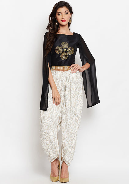 Studiorasa Semi-Dupion Block Printed Long Sleeve Crop Top