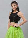 Net Sequin Embroidered Crop Top