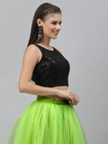 Net Sequin Embroidered Crop Top