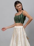Georgette Sequin Embroidered Spaghetti Crop Top