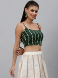Georgette Sequin Embroidered Spaghetti Crop Top