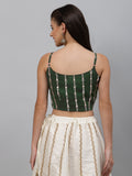 Georgette Sequin Embroidered Spaghetti Crop Top