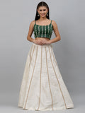 Georgette Sequin Embroidered Spaghetti Crop Top