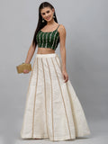 Georgette Sequin Embroidered Spaghetti Crop Top
