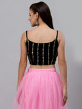 Georgette Sequin Embroidered Spaghetti Crop Top