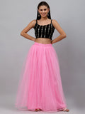 Georgette Sequin Embroidered Spaghetti Crop Top