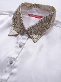 Satin Sequin Embroidered Collar Shirt