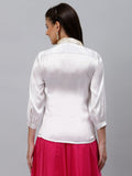 Satin Sequin Embroidered Collar Shirt