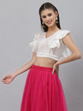 Chroma Embellished Ruffle Crop Top