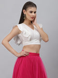 Chroma Embellished Ruffle Crop Top