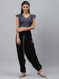 Viscose Block Printed Ruffle Crop Top