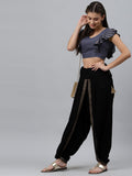 Viscose Block Printed Ruffle Crop Top