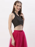 Dupion Sequin Embroidered Collar Halter Top