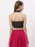 Dupion Sequin Embroidered Collar Halter Top