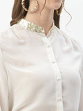 Georgette Sequin Embroidered Sheer Shirt