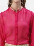 Georgette Sequin Embroidered Sheer Shirt