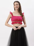 Georgette Ruffle Embellished Crop Top