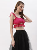 Georgette Ruffle Embellished Crop Top