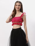 Georgette Ruffle Embellished Crop Top