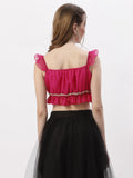 Georgette Ruffle Embellished Crop Top