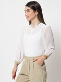 Georgette Sequin Embroidered Sheer Shirt