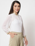 Georgette Sequin Embroidered Sheer Shirt