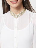 Georgette Sequin Embroidered Sheer Shirt
