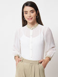 Georgette Sequin Embroidered Sheer Shirt