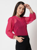 Georgette Sequin Embroidered Sheer Shirt