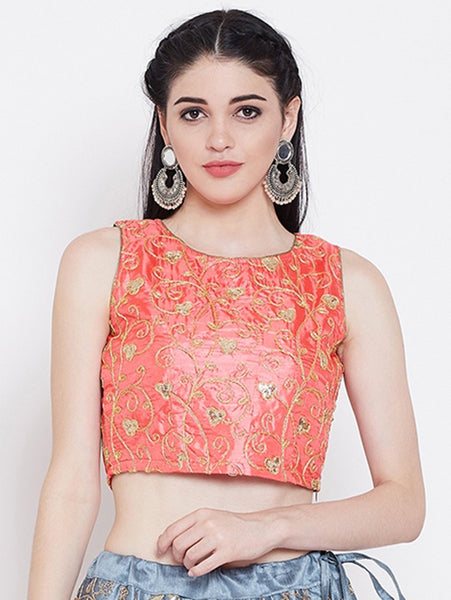 Dupion Embroidered Crop Top