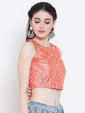 Dupion Embroidered Crop Top