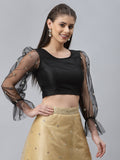 Dupion and Net Sequin Embroidered Crop Top
