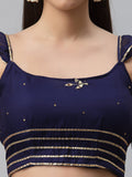 Georgette Embroidered Ruffle Spaghetti Crop Top