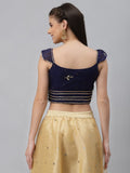 Georgette Embroidered Ruffle Spaghetti Crop Top